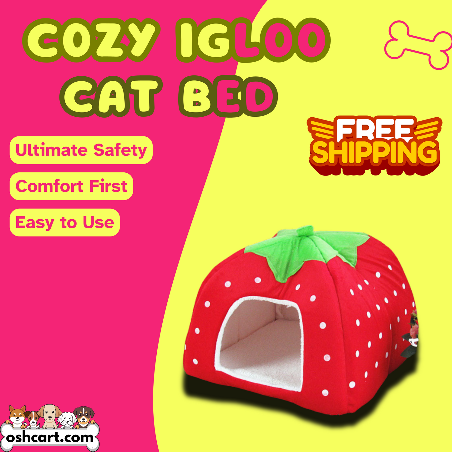 OshCart™ Cozy Igloo Pet Bed