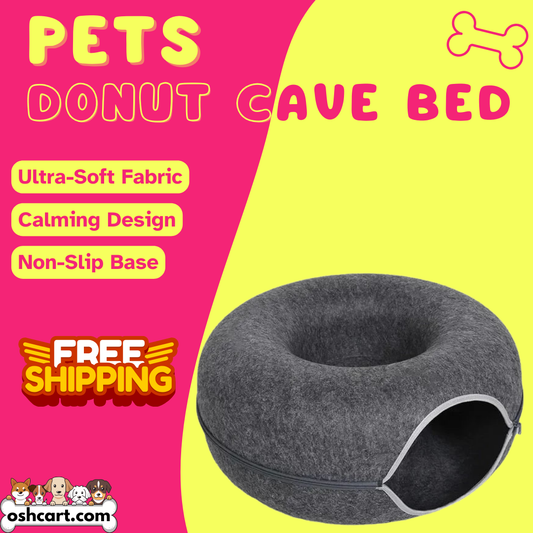 Oshcart™ Donut Cave Bed - Cozy Hideaway for Pets