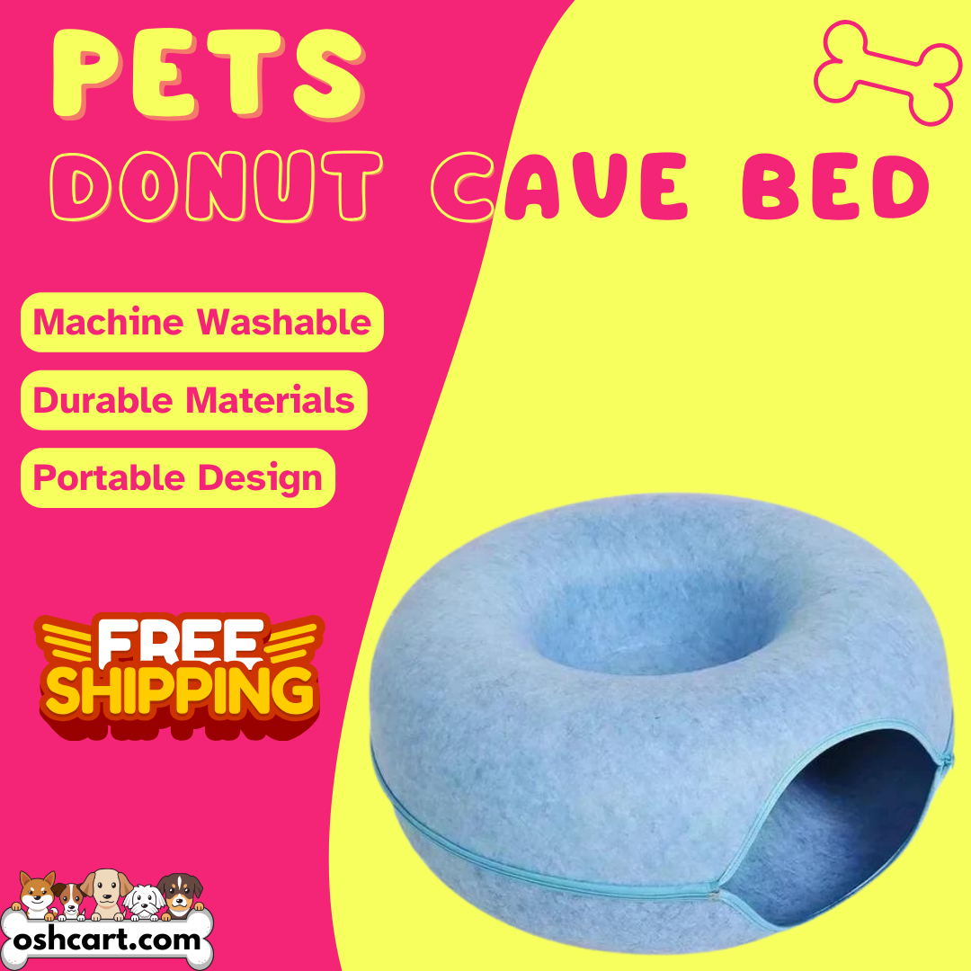 Oshcart™ Donut Cave Bed - Cozy Hideaway for Pets