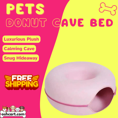 Oshcart™ Donut Cave Bed - Cozy Hideaway for Pets