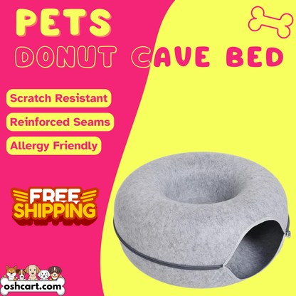 Oshcart™ Donut Cave Bed - Cozy Hideaway for Pets