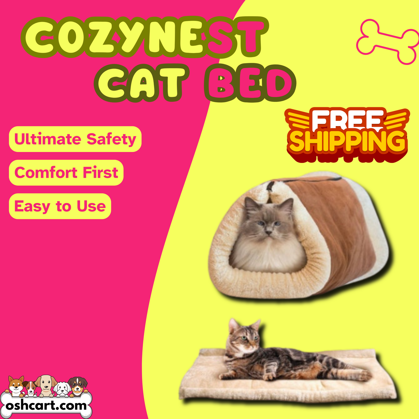 OshCart™ CozyNest Cat Bed